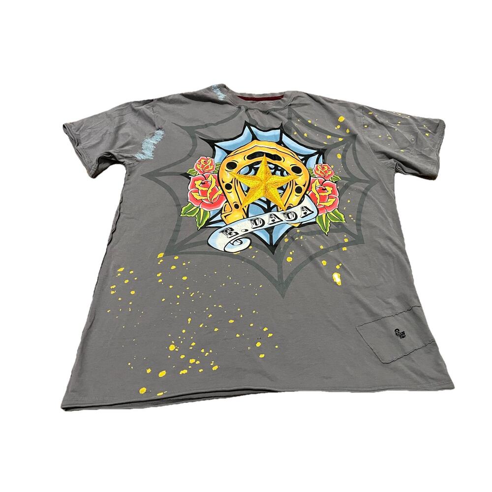 Edward Dada Gray Embroidered T-Shirt Rare XXL "Let the Clothes Speak"